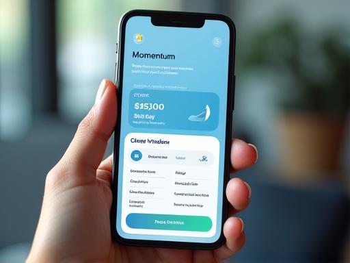 A smartphone screen showcasing the clean user interface of the Momentum finance app.